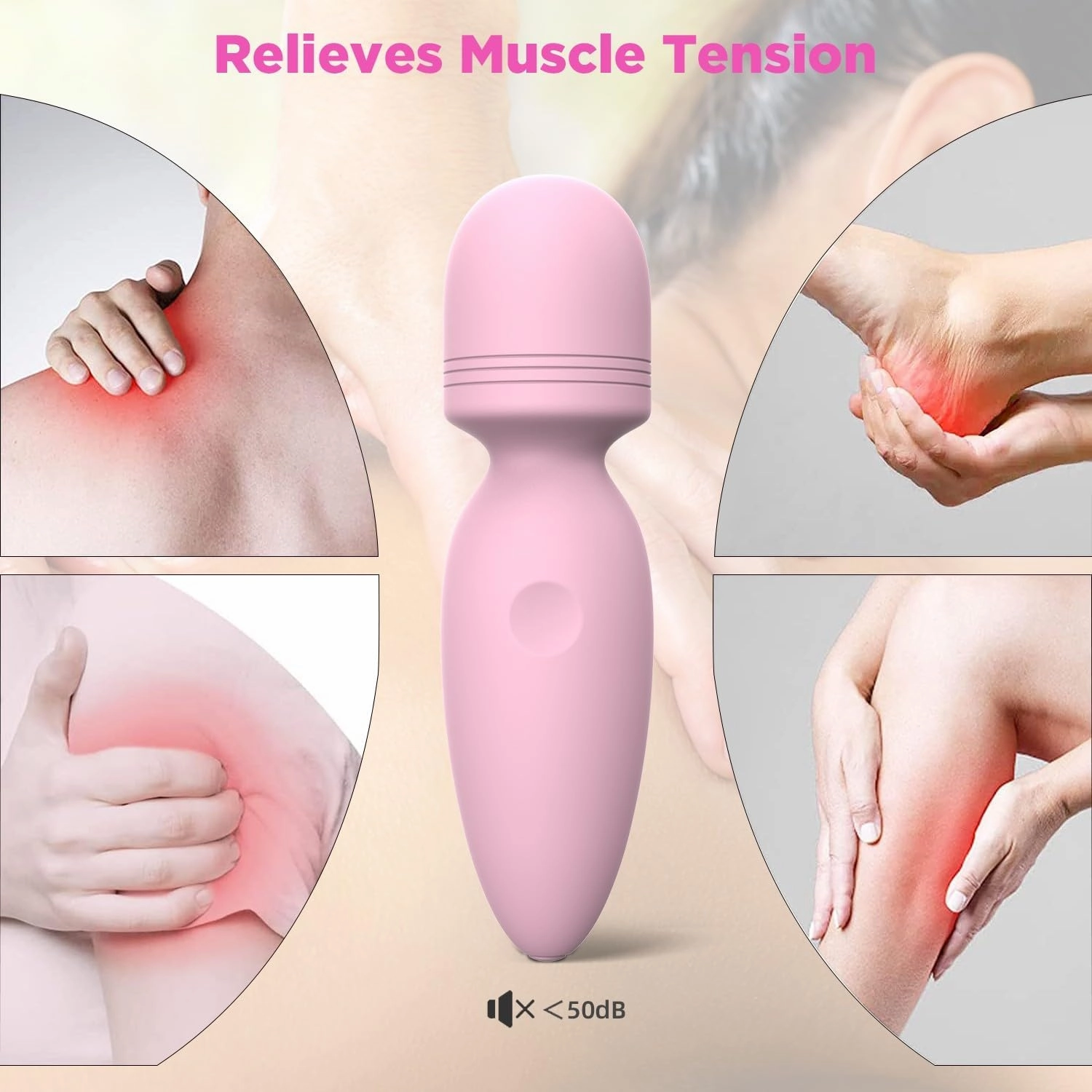 Mini Manual Back Massagers,Gifts for Women Small Cordless Handheld Massager with 10 Modes, Personal Handheld Massager for Neck Shoulder Back Body (Pink)
