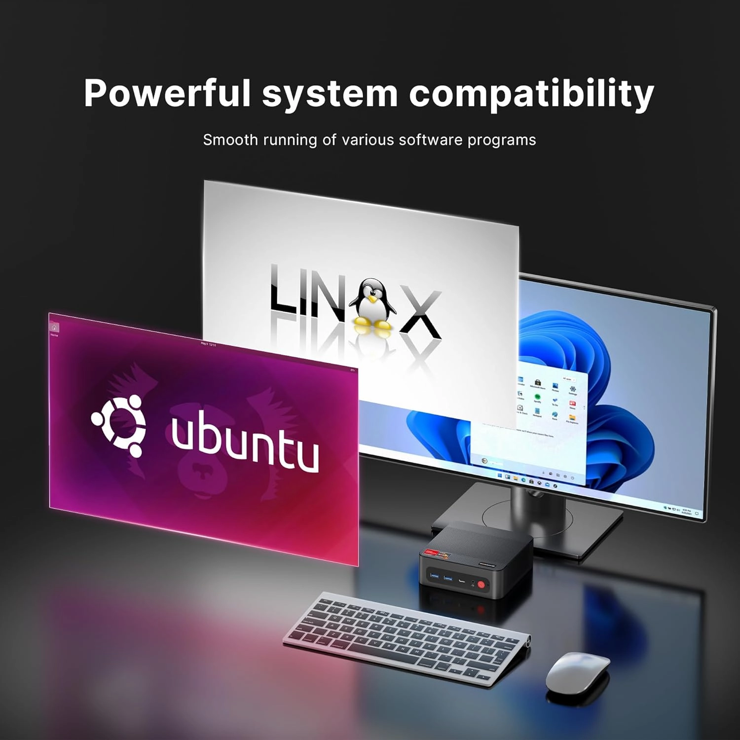 Mini PC Desktop Computers P4，AMD Ryzen 7 5825U, 32GB DDR4 RAM 1TB m.2 NVMe SSD, Dual 2.5GbE LAN Ports/WiFi 6E/BT5.2, 4K Triple Display, Dual NVMe SSD Slots Micro PC Easy for Expand