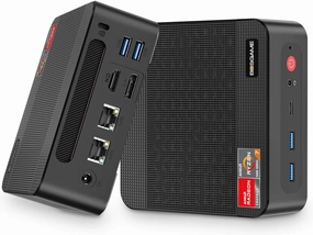 Mini PC Desktop Computers P4，AMD Ryzen 7 5825U, 32GB DDR4 RAM 1TB m.2 NVMe SSD, Dual 2.5GbE LAN Ports/WiFi 6E/BT5.2, 4K Triple Display, Dual NVMe SSD Slots Micro PC Easy for Expand