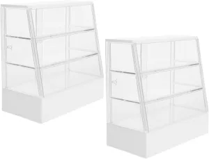 Miniature Dollhouse Cake Cabinet 2pcs Plastic Miniature Bakery Display for Dollhouse Decor