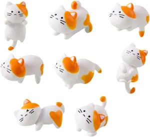 Miniature Figurines 8-Pack Cute Wall-Mounted White Kitten DIY Dollhouse Decorations