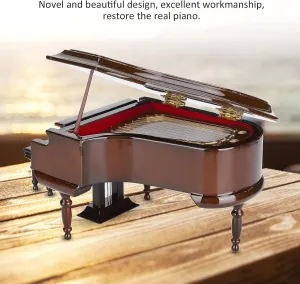 Miniature Piano Model, Grand Piano Ornament with Stool, Dollhouse Piano, Living Room Furniture Accessories, Wide Usage, Painting Process, Music Box, Exquisite
