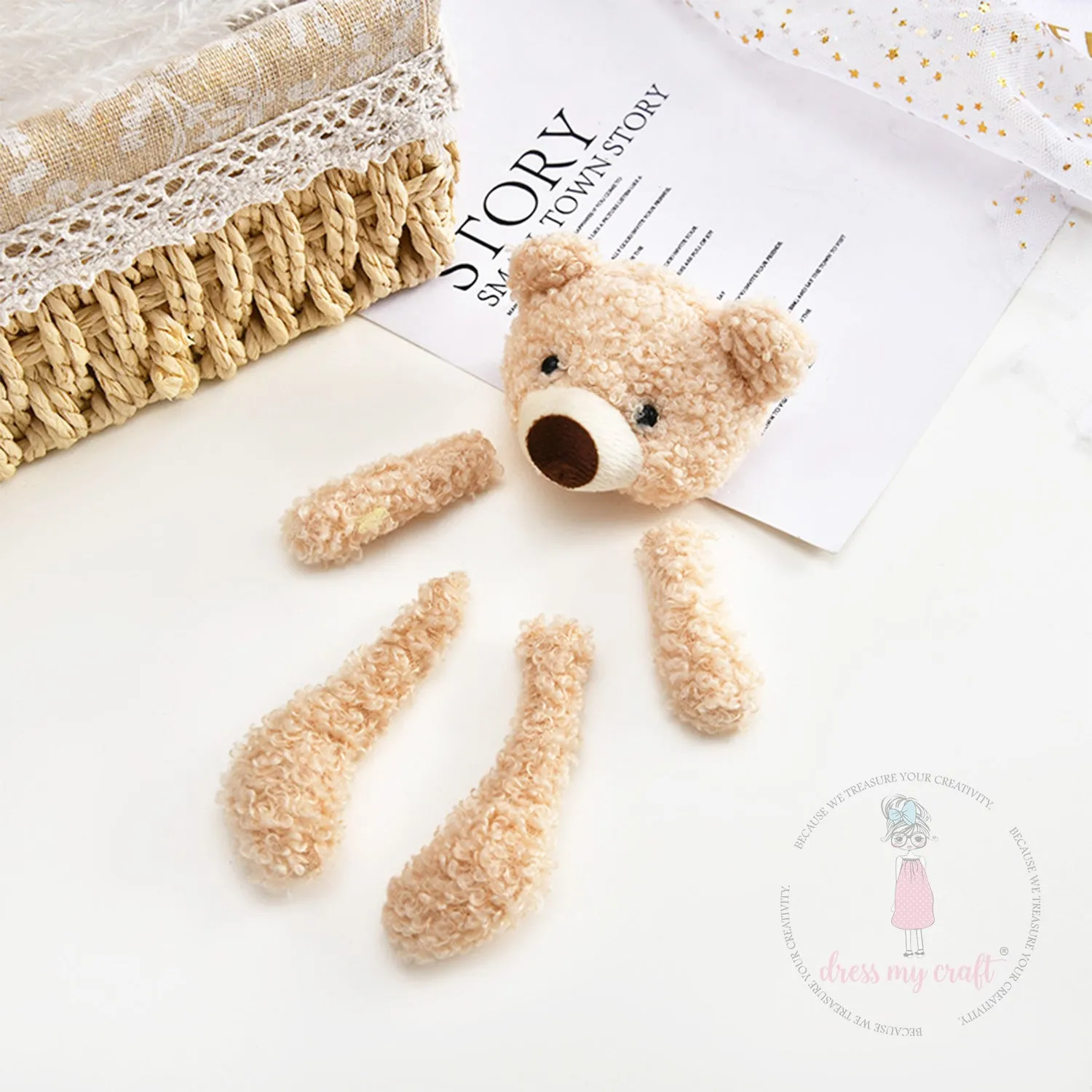 Miniature Vanilla Puff Teddy Bear Set