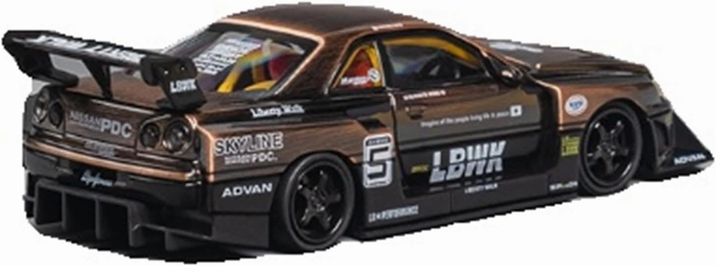 Miniature Models 1:64 for Nissan ER34 Widebody Bronze Painted Alloy Car Model Static Display for Collector Use Car Ornaments