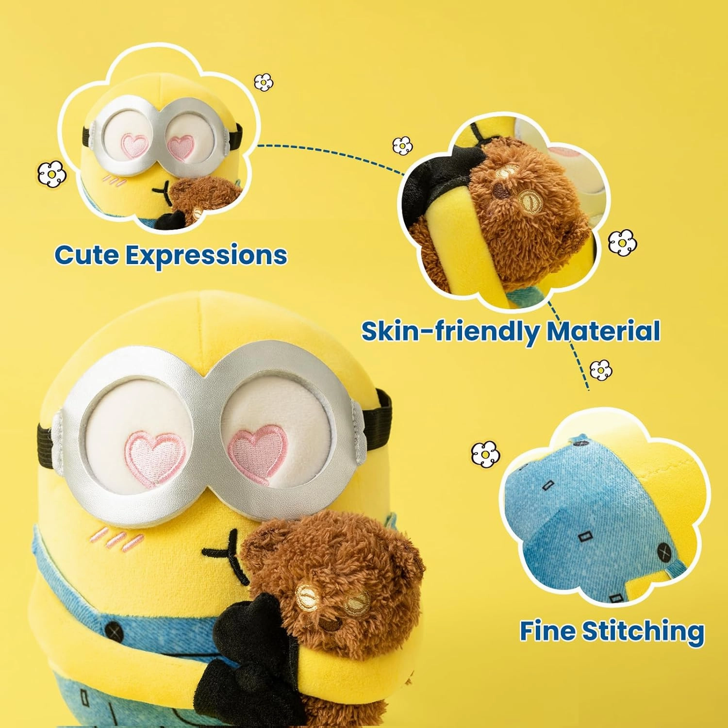 MINISO 8" Minions Stuffed Animals Plush Toys, Cute Sleeping Bedding Stuffed Animals Kawaii Plushies Pillow for Kids (Bob Tim)