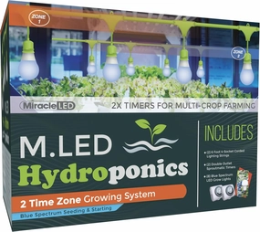 Miracle LED 2-Time Zone Hydroponics Indoor Growing System - Includes 8 Absolute Daylight Plus Blue Spectrum 150W Replacement Grow Lights & 2 4-Socket Corded Fixture with 2 SproutMatic Timers