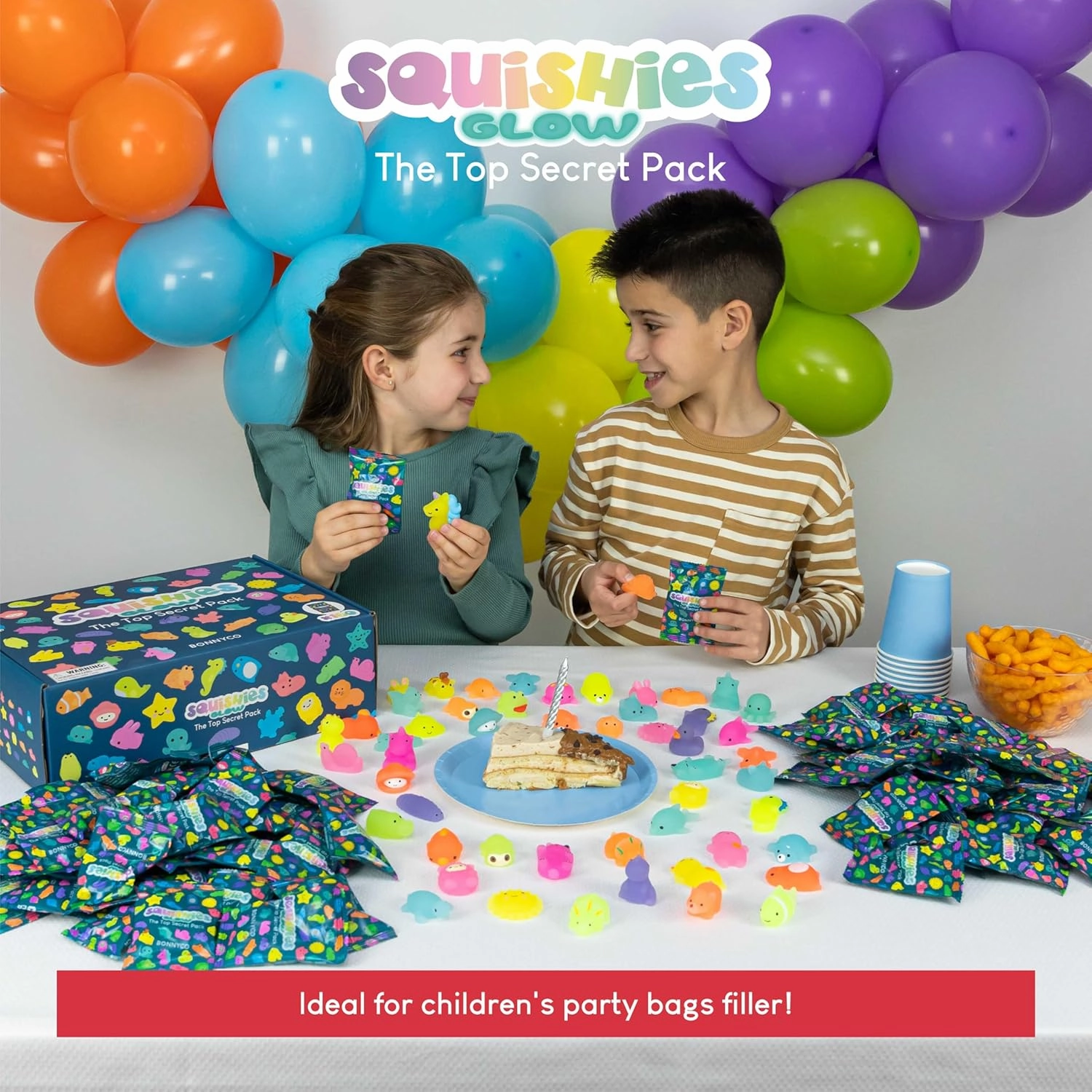 Mochi Squishy Toys Bulk for Kids Party Favors Pack 160 - BONNYCO | Goodie Bags Stuffers for Kids with Glow in the Dark | Return Gifts Birthday Party Squishy Fidget Toys Pinata Stuffers Birthday Kawaii