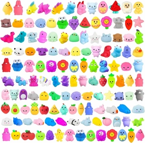 Mochi Squishy Toys, Kawaii Squishies, Mini Fidget Toys Bulk for Kids, Party Favors Class Prizes Valentines Day Easter Egg Fillers,Christmas Goodies Bag Stuffers for Boys Girls (130)