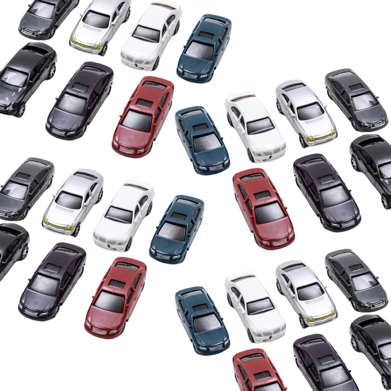Model Car Kits, 50Pcs Model Car Kits 1:75 Scale Painted Mini DIY Traffic Road Micro-Landscape Ornaments for Building Accessories