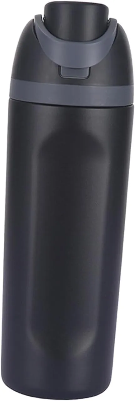 Modern Insulated Water Bottle with Reusable Straw & Carry Handle, Fits in Car Cup Holder, Leakproof Stainless Steel Water Bottles for Sports Travel Work School, 20oz Black