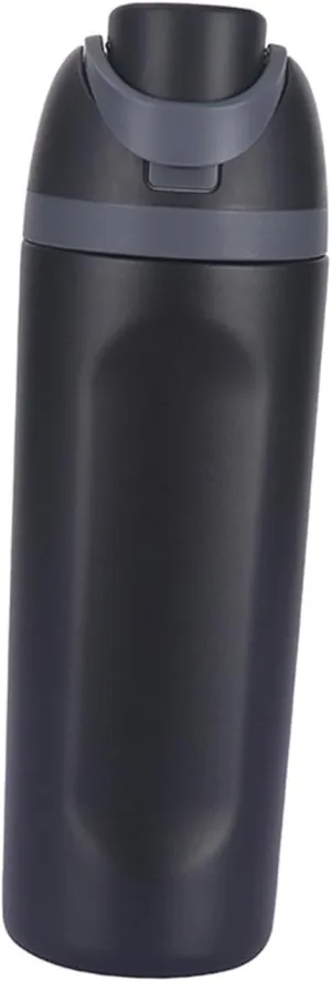 Modern Insulated Water Bottle with Reusable Straw & Carry Handle, Fits in Car Cup Holder, Leakproof Stainless Steel Water Bottles for Sports Travel Work School, 20oz Black