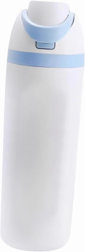 Modern Insulated Water Bottle with Reusable Straw & Carry Handle, Fits in Car Cup Holder, Leakproof Stainless Steel Water Bottles for Sports Travel Work School, 20oz White