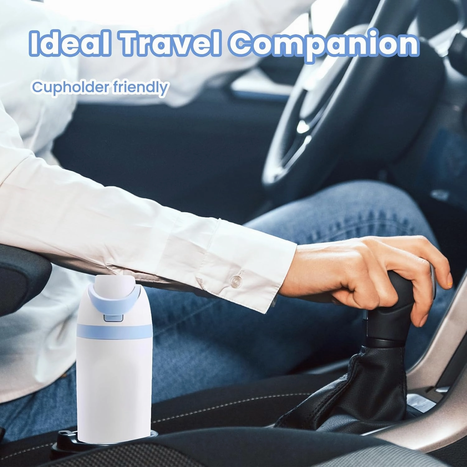 Modern Insulated Water Bottle with Reusable Straw & Carry Handle, Fits in Car Cup Holder, Leakproof Stainless Steel Water Bottles for Sports Travel Work School, 20oz White