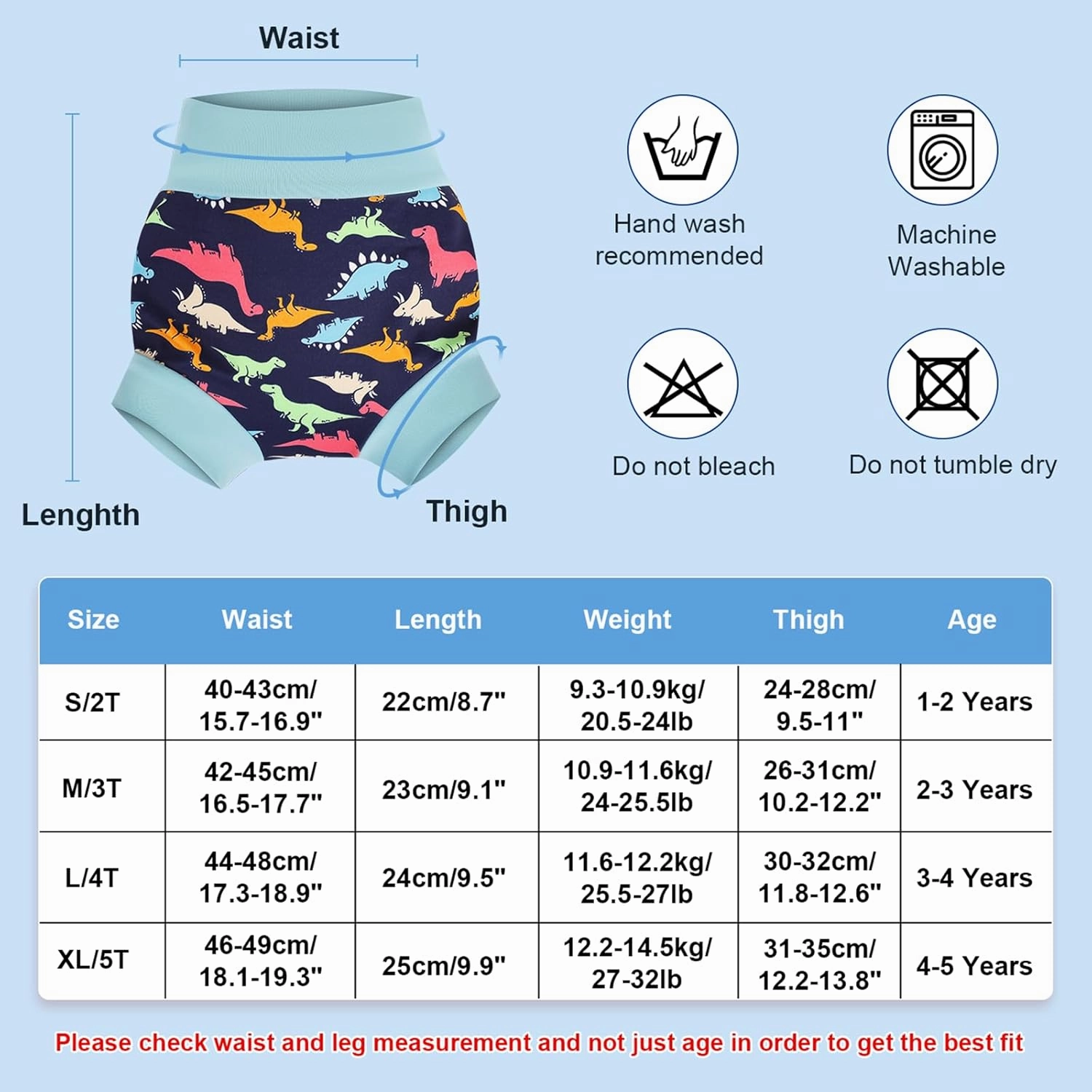 MOEMOE Baby Reusable Swim Diapers 3Pcs Comfortable Waterproof Baby Swim Diapers for Boys Swim Lesson M/3T