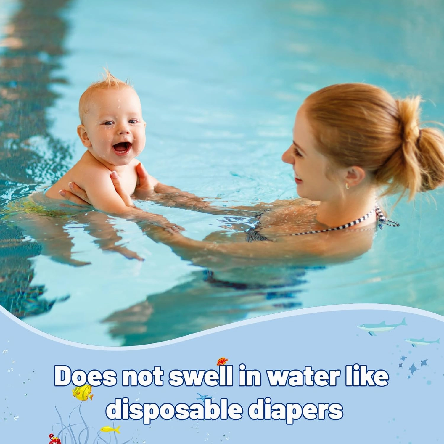 MOEMOE Baby Reusable Swim Diapers 3Pcs Comfortable Waterproof Baby Swim Diapers for Boys Swim Lesson M/3T
