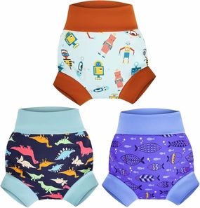 MOEMOE Baby Reusable Swim Diapers 3Pcs Comfortable Waterproof Baby Swim Diapers for Boys Swim Lesson M/3T