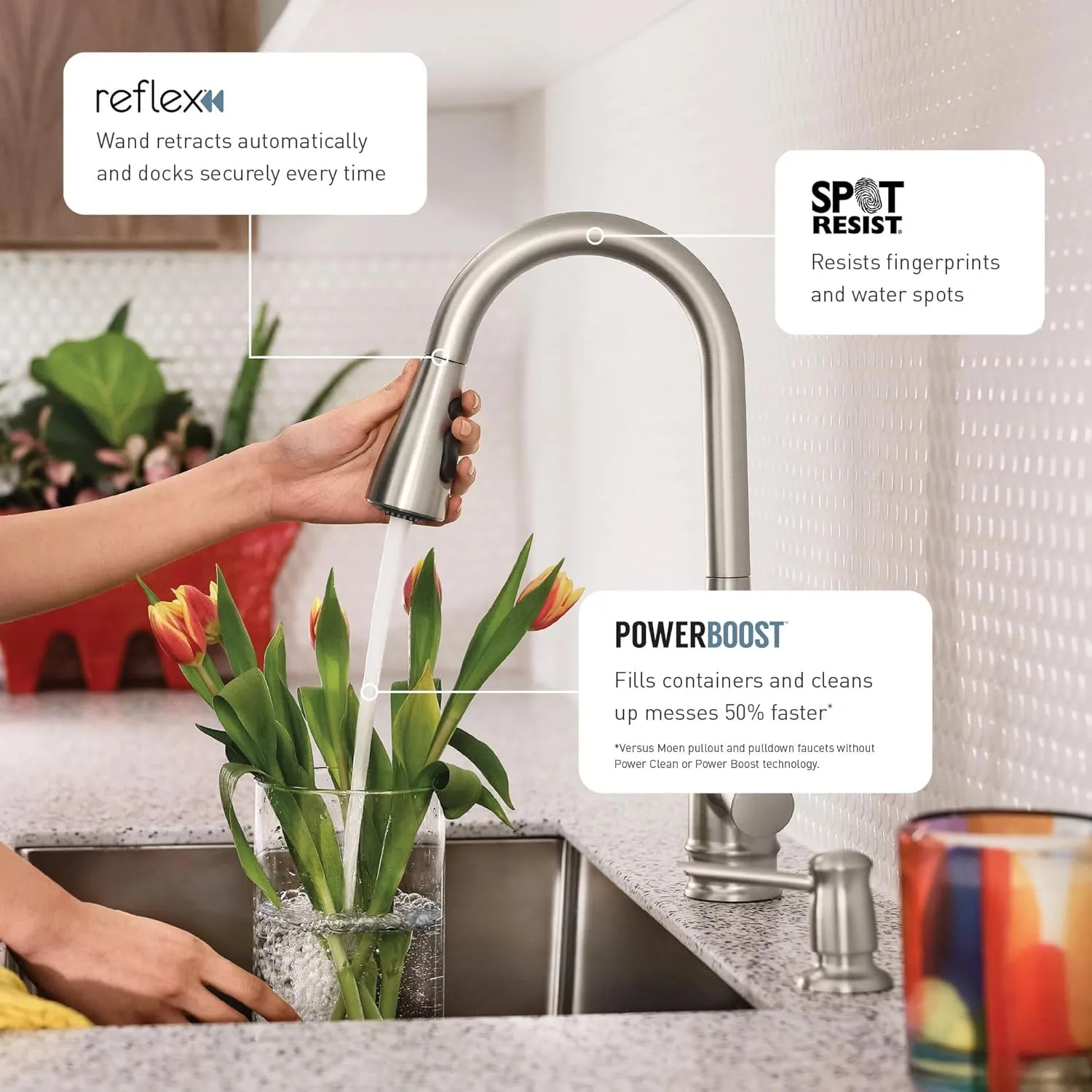 Moen 7185SRS Brantford One Handle High Arc Pulldown Kitchen Featuring Reflex Faucet, 1 count, Spot Resist Stainless
