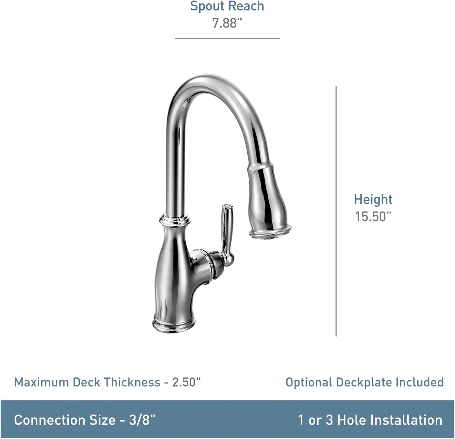 Moen 7185SRS Brantford One Handle High Arc Pulldown Kitchen Featuring Reflex Faucet, 1 count, Spot Resist Stainless