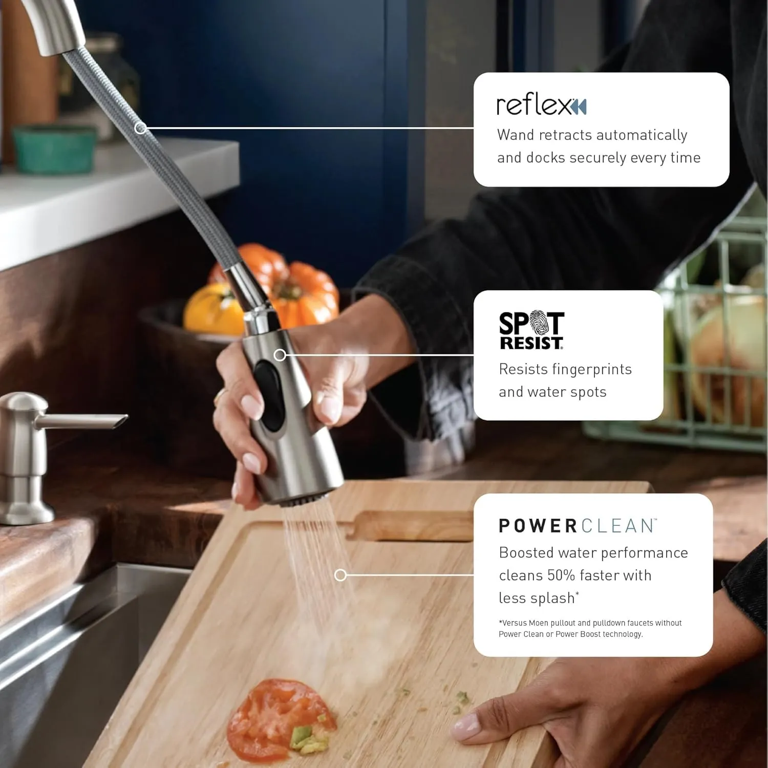 Moen Essie Spot Resist Stainless Pull-Down Sprayer Kitchen Faucet Set with Soap Dispenser - Upgrade Your Kitchen Sink with a Modern Pull Down Spray Head, 87014SRS
