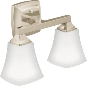Moen YB5162NL Voss 2-Light Dual-Mount Bath Bathroom Vanity Fixture with Frosted Glass, Polished Nickel