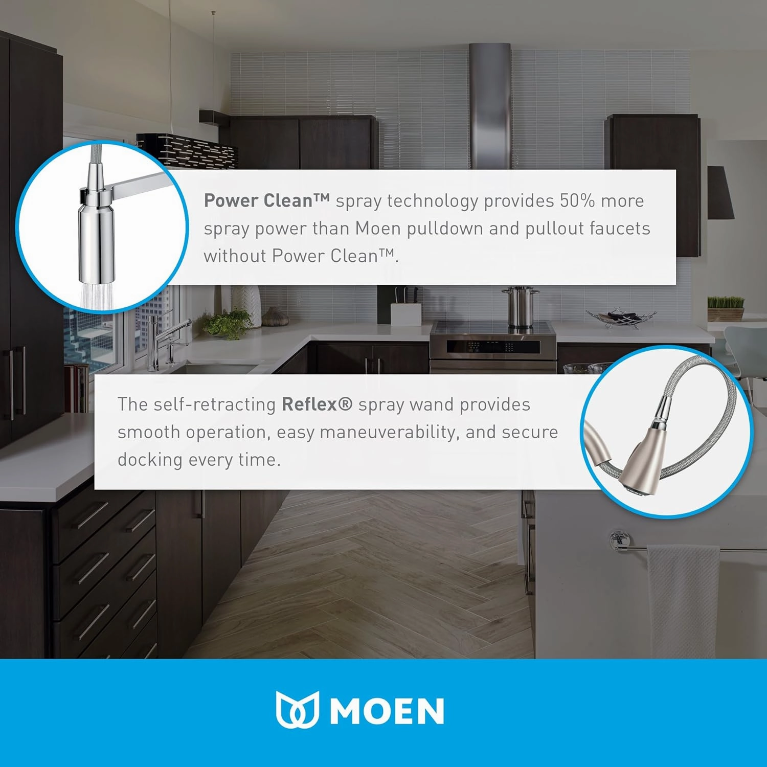 Moen Align Brushed Gold One-Handle Modern Pulldown Bar Faucet with Power Clean featuring Reflex Docking System, 5965BG