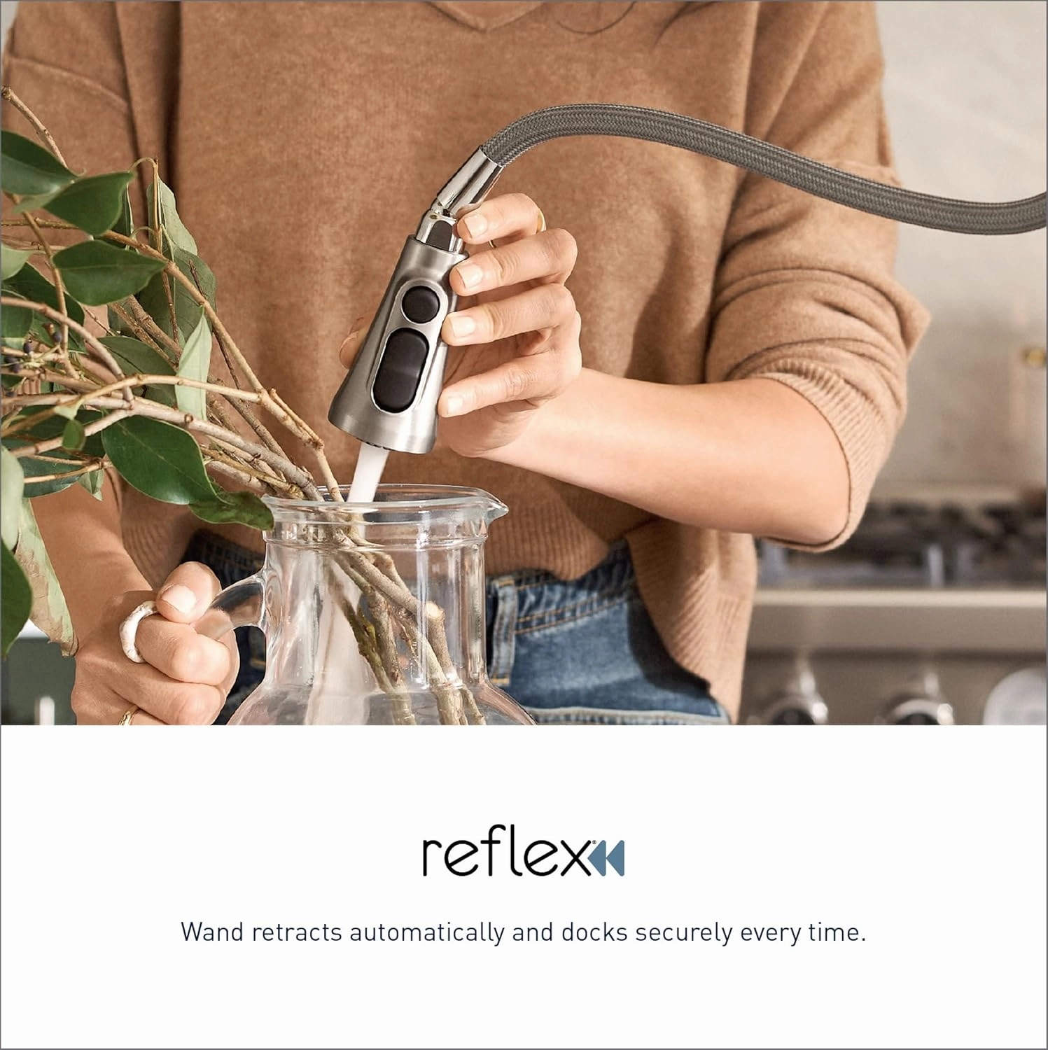 Moen Align Brushed Gold One-Handle Modern Pulldown Bar Faucet with Power Clean featuring Reflex Docking System, 5965BG