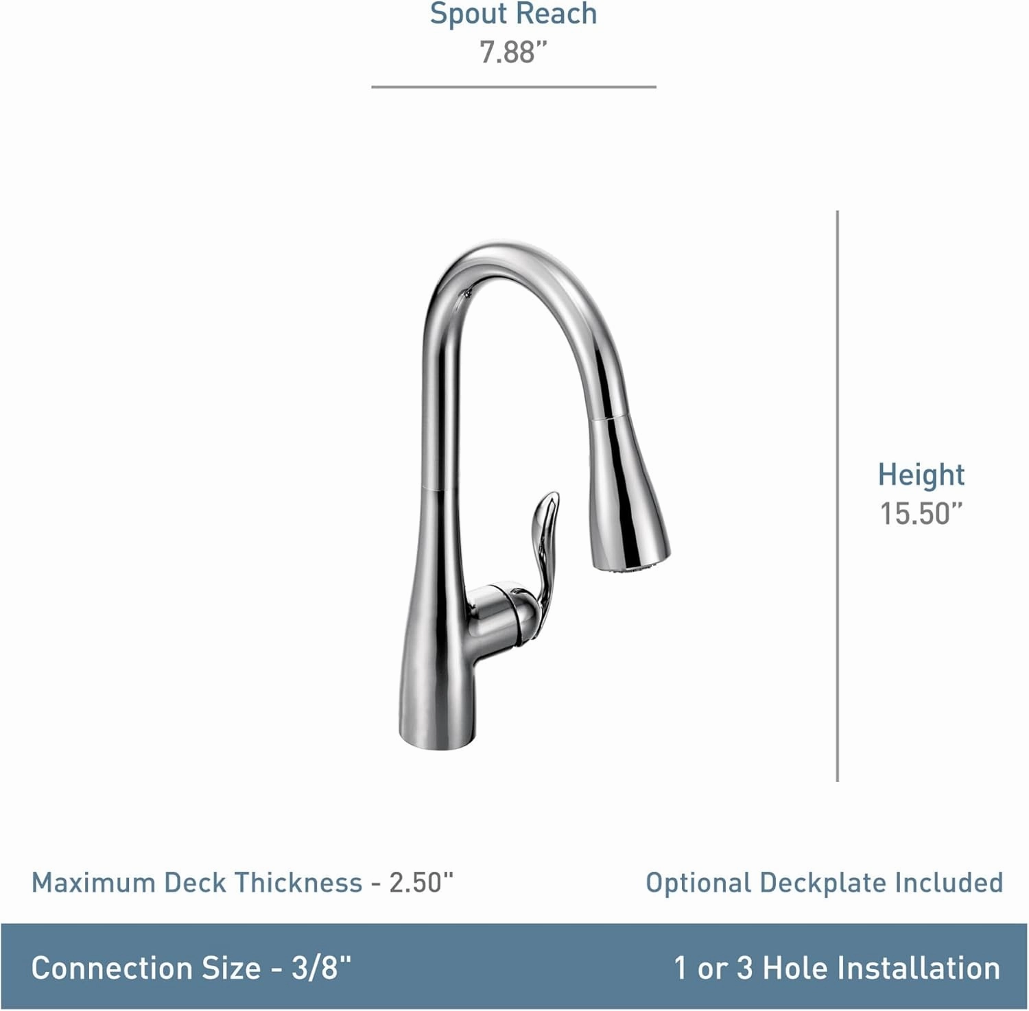 Moen Arbor Spot Resist Stainless One-Handle Pulldown Kitchen Faucet with Sprayer and a Reflex Docking System, Kitchen Sink Faucet Featuring Power Boost for a Faster Clean, 7594SRS