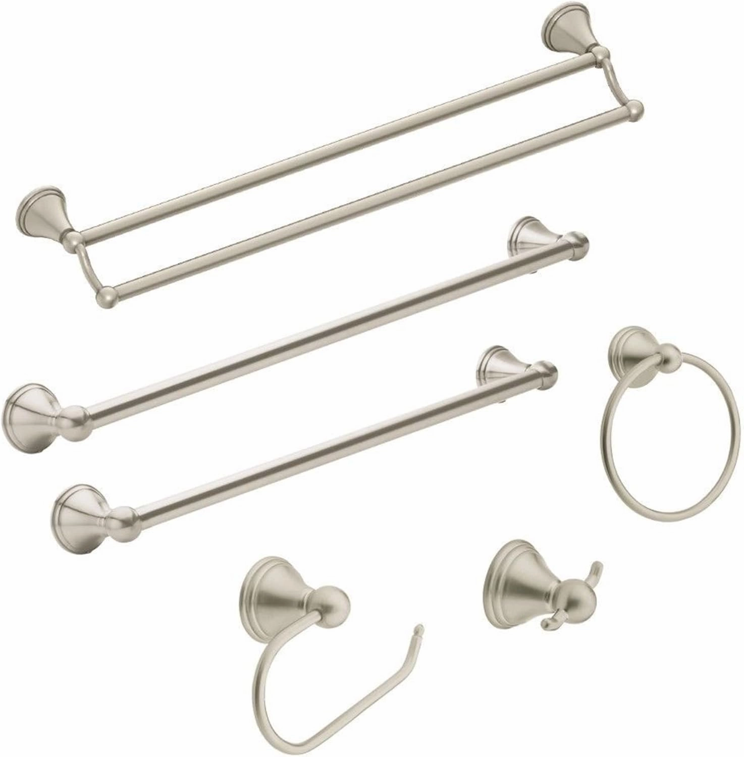 Moen Preston Collection Brushed Nickel 18-Inch Single Bathroom Towel Bar, DN8418BN