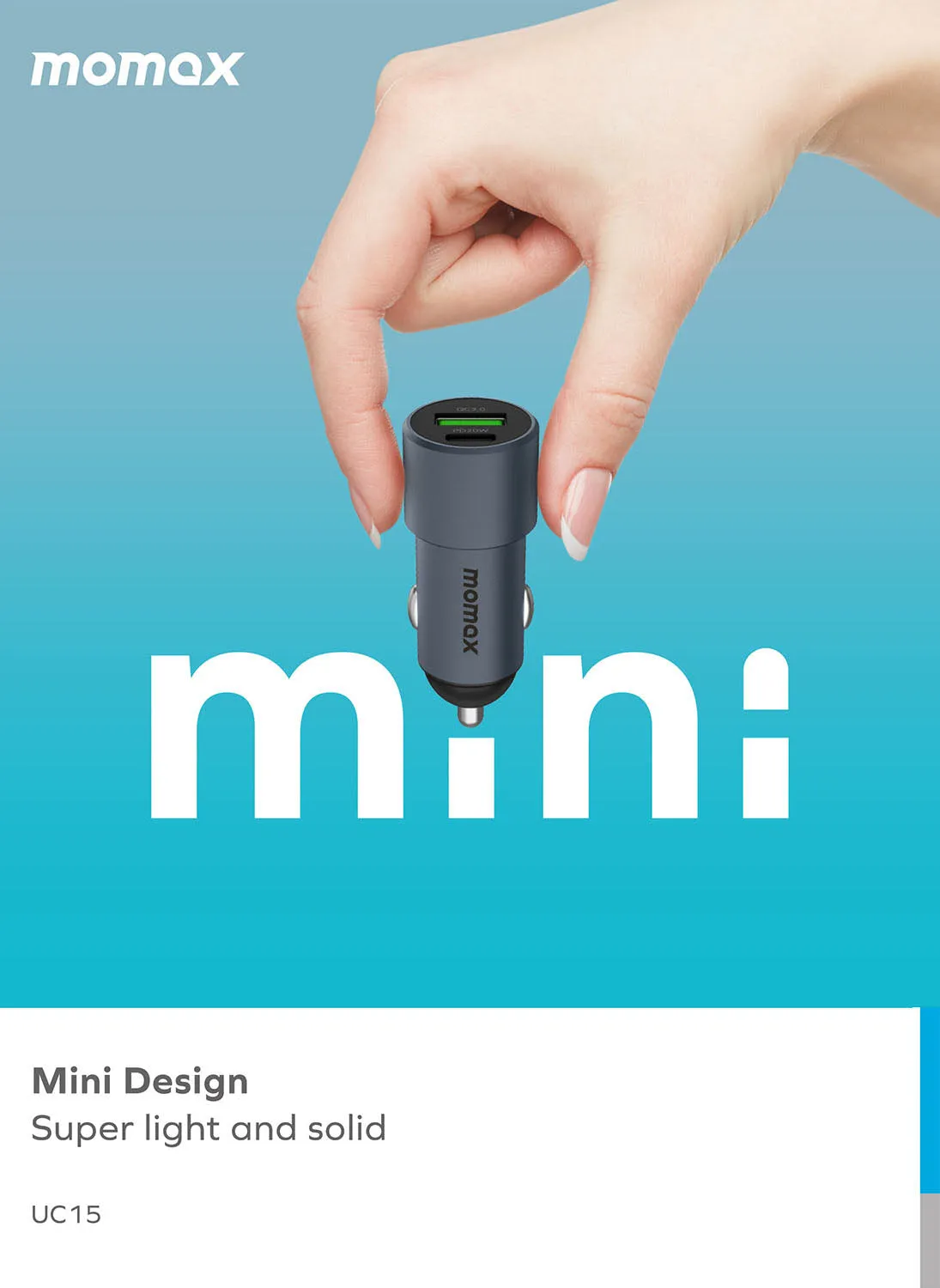 MOMAX UC15 Fast Car Charger [38W] Dual-Port QC3.0 with USB-C PD Type-C