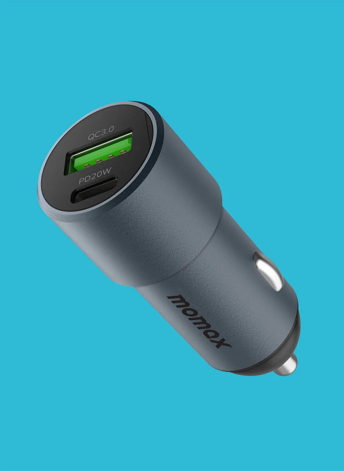 MOMAX UC15 Fast Car Charger [38W] Dual-Port QC3.0 with USB-C PD Type-C