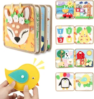 Montessori Busy Board Book for Toddlers 1-3, Educational Activity Book Board Sensory Toys, Preschool Learning Fine Motor Skills Toy, Quiet Book Toddler Airplane Travel Toy 1-2 Year Old Birthday Gift