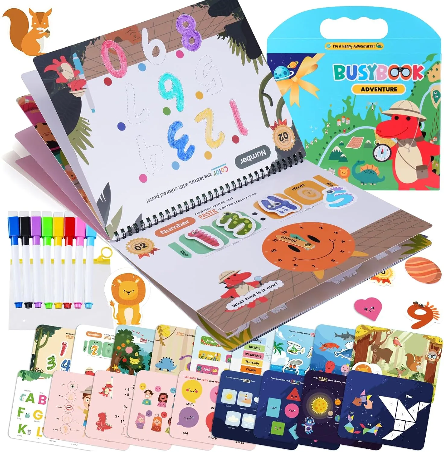 Montessori Busy Book for Toddlers 3-5, Preassembled Preschool Learning Activities Workbooks for Home School, Tracing Writing Practice for Kids, Educational Montessori Travel Toys for Boy Girl Gifts