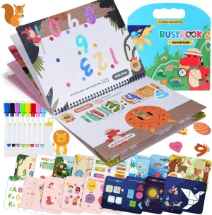 Montessori Busy Book for Toddlers 3-5, Preassembled Preschool Learning Activities Workbooks for Home School, Tracing Writing Practice for Kids, Educational Montessori Travel Toys for Boy Girl Gifts