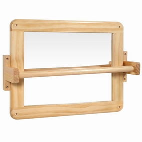 Montessori Mirror Baby Wall, Baby Pull Up Bar, Tummy Time Mirror for Newborn Montessori 3-in-1 Shatterproof Mirror, Wooden Pull Up Bar, Toddler Pull Up Bar, (Small)