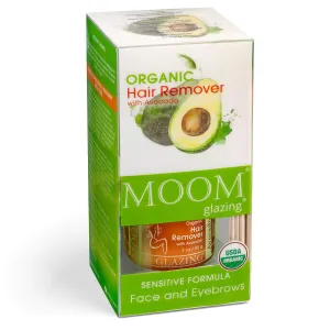 MOOM Organic Wax Kit - Hair Removal Glaze with Avocado Oil, Agar Agar & Green Tea - Includes 18 Reusable Waxing Strips & 6 Waxing Application Sticks - 3 oz. Wax Jar, 1 Pack