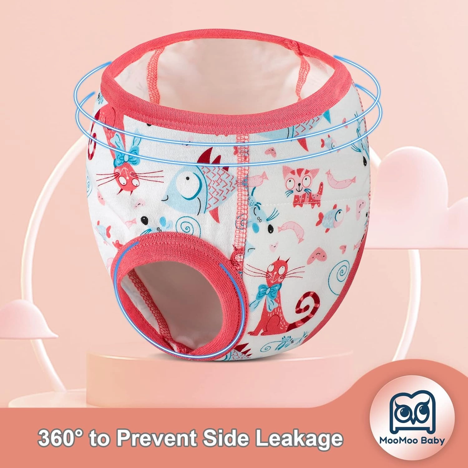 MooMoo Baby 8 Packs Potty Training Pants Cotton Absorbent Training Underwear for Toddler Boy and Girls 2T-9T