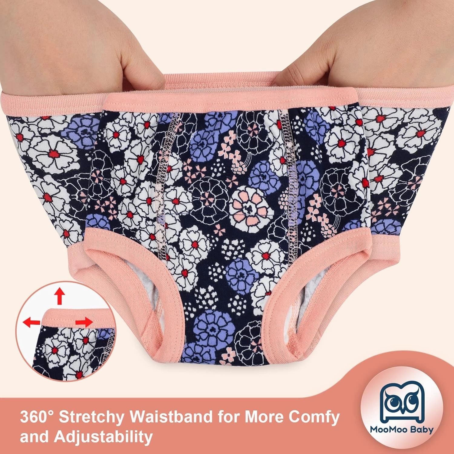 MooMoo Baby 8 Packs Potty Training Pants Cotton Absorbent Training Underwear for Toddler Boy and Girls 2T-9T
