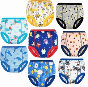 MooMoo Baby 8 Packs Potty Training Pants Cotton Absorbent Training Underwear for Toddler Boy and Girls 2T-9T