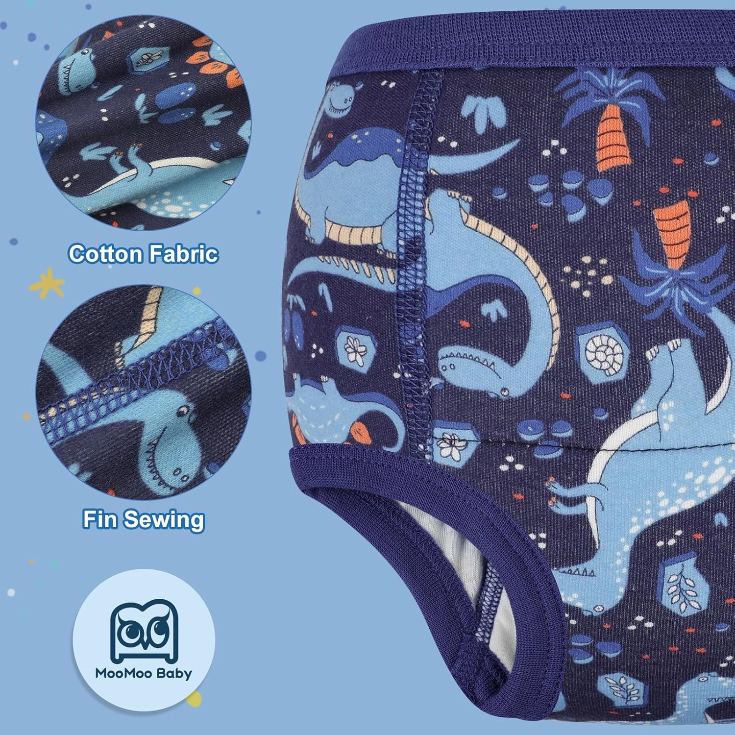 MooMoo Baby Absorbent Potty Training Pants 8 Packs Cotton Training Underwear for Boys 8T
