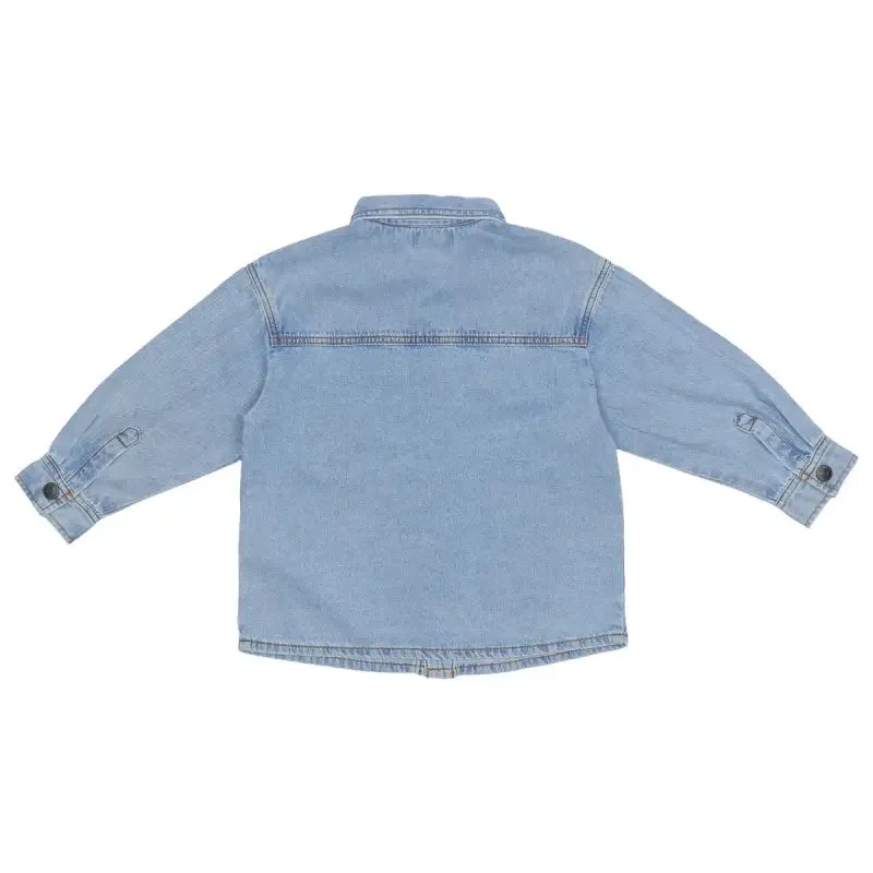 Moschino Blue Teddy Bear-Print Denim Shirt