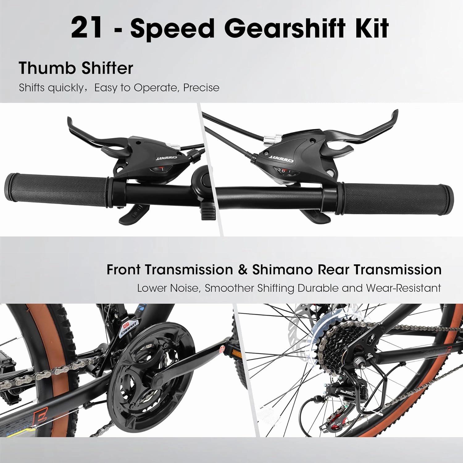 Mountain Bike 24 Inch/26 Inch/27Inch/27.5Inch Wheels 21-Speed Mens Womens Trail Commuter City Mountain Bike, Carbon Steel Frame Disc Brakes Thumb Shifter Front Fork Bicycles