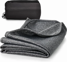 MUEUSS Travel Blankets for Airplane,Train,Car,Soft Compact,Adult Wearable Hoodie Blanket for Office Women,Desk Blanket, Office Chair Blanket Wrap for All Season Use,Camping Blankets 65" x 40",Gray