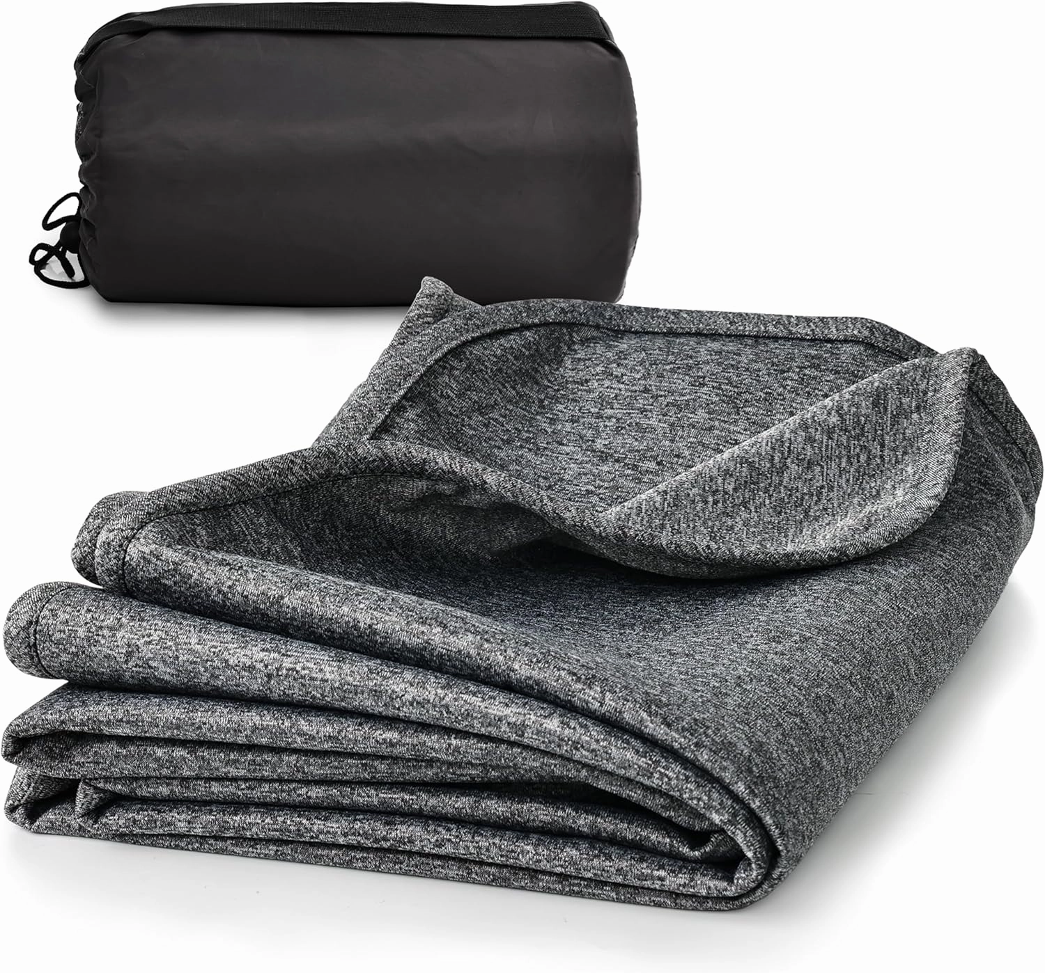 MUEUSS Travel Blankets for Airplane,Train,Car,Soft Compact,Adult Wearable Hoodie Blanket for Office Women,Desk Blanket, Office Chair Blanket Wrap for All Season Use,Camping Blankets 65" x 40",Gray