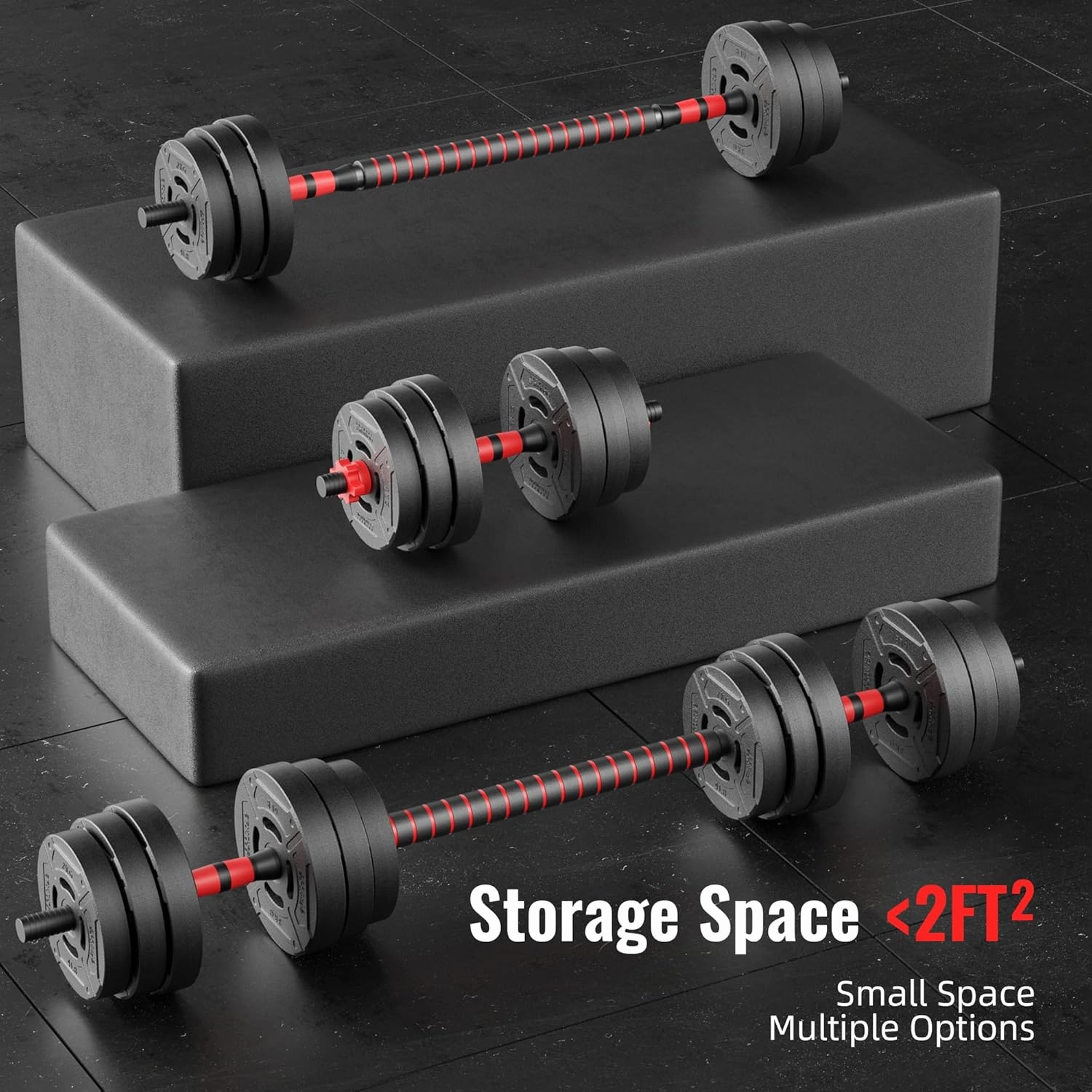 Multi-Functional Portable Changeable Dumbbell and Barbell Kettlebell Set with Adjustable Weights, Multiple Styles, 40LBS or 60LBS Sets