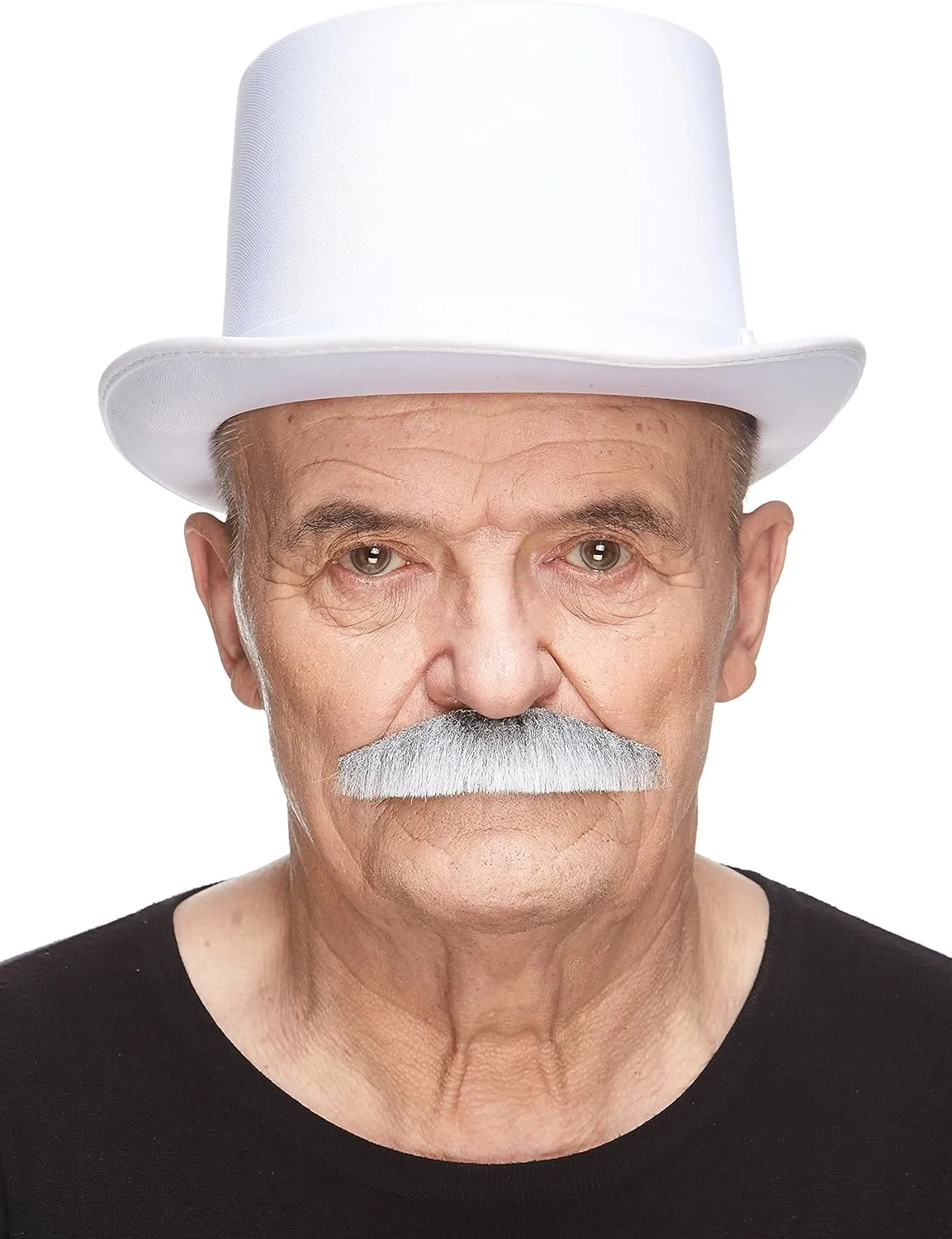 Mustaches Self Adhesive Fake Mustache, Novelty, Policeman False Facial Hair, Costume Accessory for Adults, Gray with White Color