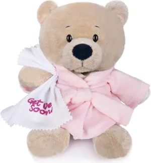 My OLi 9" Teddy Bears Cloth Bear Stuffed Animal Plush Toys Bear Dressed in Bathrobe with Soothing Towel “Get Well Soon” Sleeping Soft Toy Bedtime Gifts for Baby Kids Girls Boys，Pink