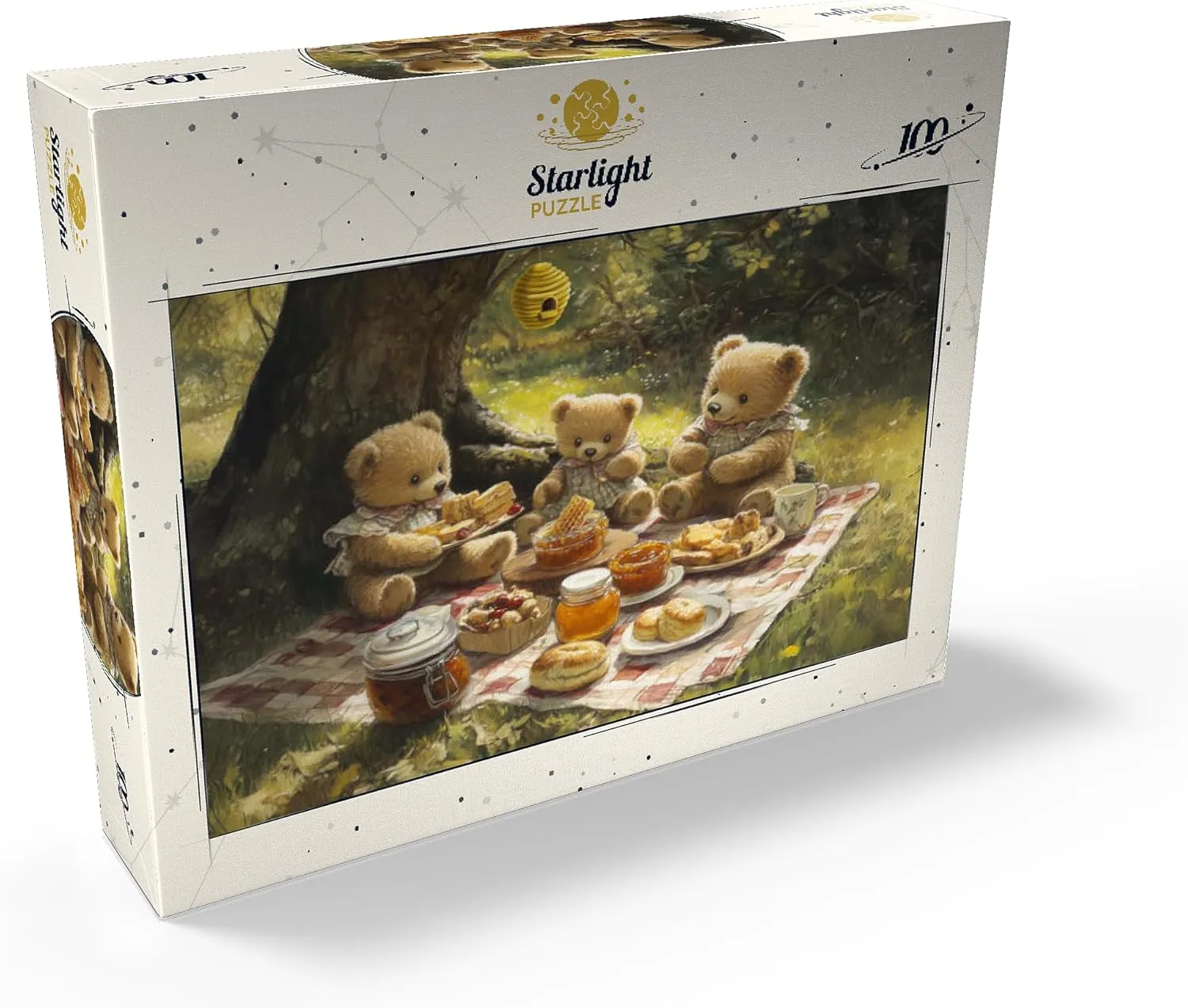 MyPuzzle Adorable Teddy Bear Picnic in A Sunny Forest - Premium 100 Piece Jigsaw Puzzle for Adults