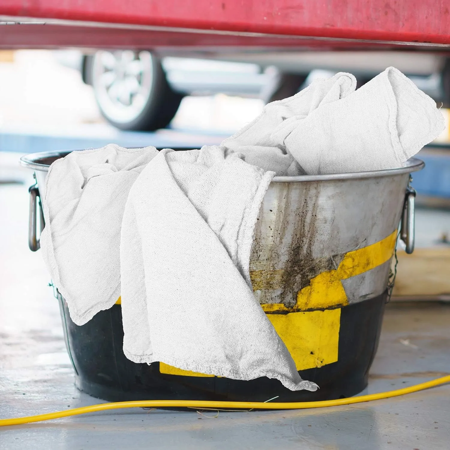 Nabob Wipers Shop Towels 50 Pack Cotton Rags Size 14"x14" Commercial Grade (50 Pack, White)
