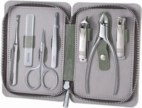 Nail Clipper Set Portable Nail Clipper Set, 7 Pieces Pedicure Grooming Kit for Men Women, Sharp Finger&Toe Nail Tool, Personal Care Manicure Kit with Leather Case Manicure Set(Green)