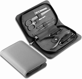 Nail Clippers Set Pedicure Tools Nail Clipper Set 8 Pieces Professional Men's Grooming Set Stainless Steel Portable Travel Nail Art Set for Women (Color : A) (B)